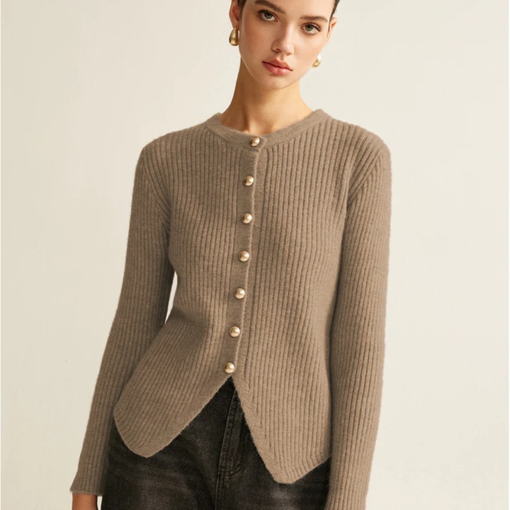 Commense Button Down Split Cardigan